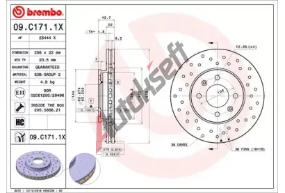 BREMBO Brzdov kotou XTRA LINE - 256 mm BRE 09.C171.1X, 09.C171.1X