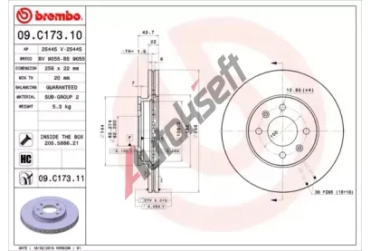 BREMBO Brzdov kotou COATED DISC LINE - 256 mm BRE 09.C173.11, 09.C173.11