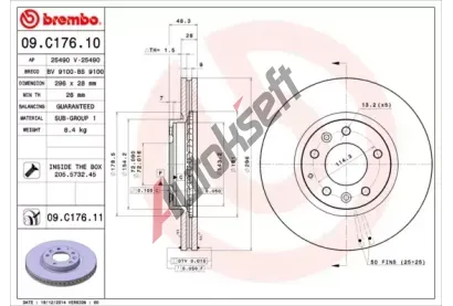 BREMBO Brzdov kotou COATED DISC LINE - 296 mm BRE 09.C176.11, 09.C176.11