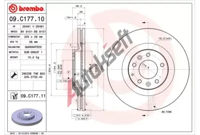 BREMBO Brzdov kotou COATED DISC LINE - 320 mm BRE 09.C177.11, 09.C177.11