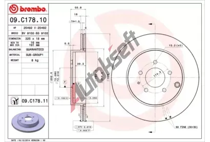 BREMBO Brzdov kotou COATED DISC LINE - 325 mm BRE 09.C178.11, 09.C178.11