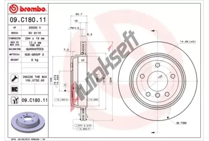 BREMBO Brzdov kotou COATED DISC LINE - 294 mm BRE 09.C180.11, 09.C180.11