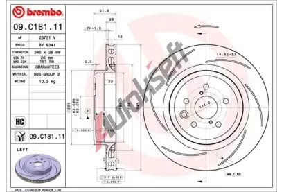 BREMBO Brzdov kotou COATED DISC LINE - 345 mm BRE 09.C181.11, 09.C181.11