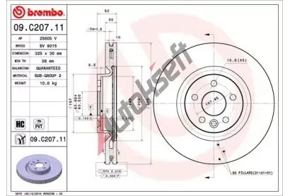 BREMBO Brzdový kotouč COATED DISC LINE - 325 mm BRE 09.C207.11, 09.C207.11  BREMBO Brzdový kotouč COATED DISC LINE - 325 mm BRE 09.C207.11, 09.C207.11