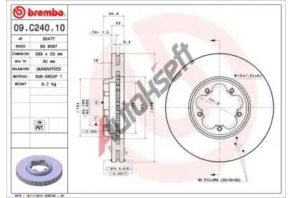 BREMBO Brzdov kotou - 288 mm BRE 09.C240.10, 09.C240.10