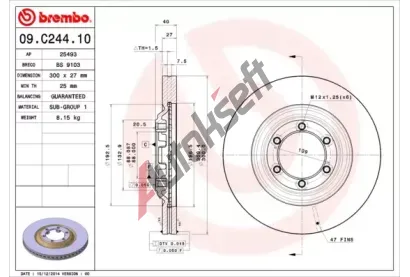 BREMBO Brzdov kotou - 300 mm BRE 09.C244.10, 09.C244.10