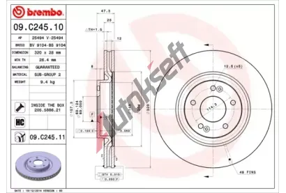 BREMBO Brzdov kotou COATED DISC LINE - 320 mm BRE 09.C245.11, 09.C245.11