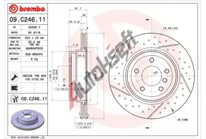 BREMBO Brzdov kotou COATED DISC LINE - 324 mm BRE 09.C246.11, 09.C246.11
