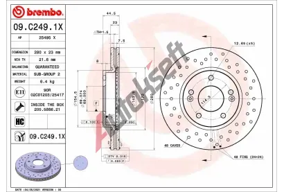 BREMBO Brzdov kotou XTRA LINE - 280 mm BRE 09.C249.1X, 09.C249.1X