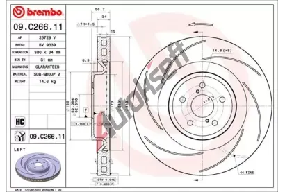 BREMBO Brzdov kotou COATED DISC LINE - 380 mm BRE 09.C266.11, 09.C266.11