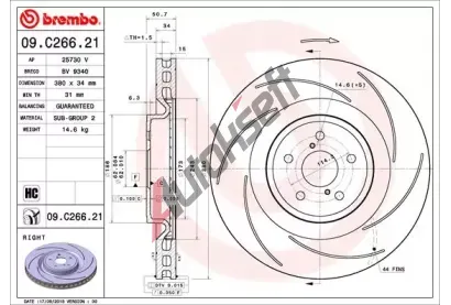 BREMBO Brzdov kotou COATED DISC LINE - 380 mm BRE 09.C266.21, 09.C266.21