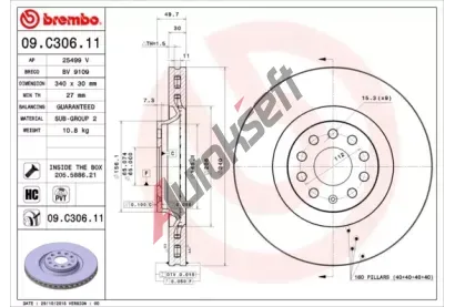 BREMBO Brzdov kotou COATED DISC LINE - 340 mm BRE 09.C306.11, 09.C306.11