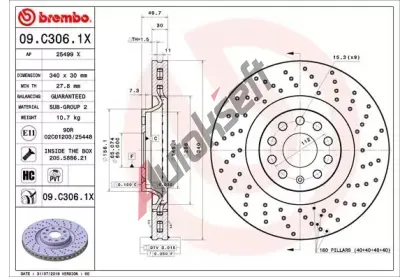 BREMBO Brzdov kotou XTRA LINE - 340 mm BRE 09.C306.1X, 09.C306.1X