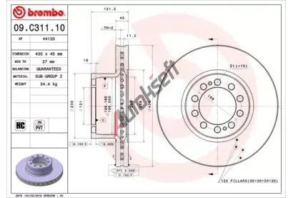 BREMBO Brzdový kotouč PRIME LINE - 430 mm BRE 09.C311.10, 09.C311.10 BREMBO Brzdový kotouč PRIME LINE - 430 mm BRE 09.C311.10, 09.C311.10