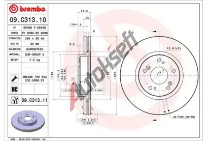 BREMBO Brzdov kotou COATED DISC LINE - 293 mm BRE 09.C313.11, 09.C313.11