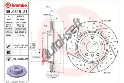 BREMBO Brzdov kotou COATED DISC LINE - 324 mm BRE 09.C315.21, 09.C315.21
