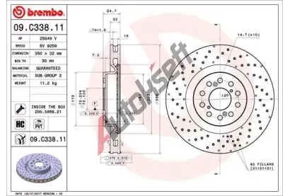 BREMBO Brzdov kotou COATED DISC LINE - 350 mm BRE 09.C338.11, 09.C338.11