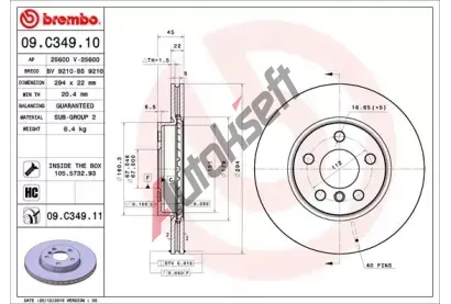 BREMBO Brzdov kotou COATED DISC LINE - 294 mm BRE 09.C349.11, 09.C349.11