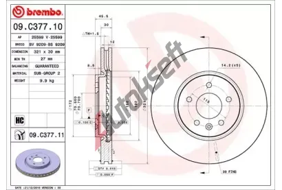 BREMBO Brzdov kotou COATED DISC LINE - 321 mm BRE 09.C377.11, 09.C377.11