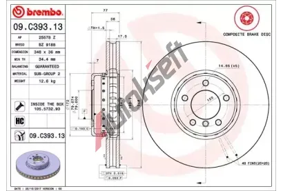 BREMBO Brzdov kotou TWO-PIECE DISCS LINE - 348 mm BRE 09.C393.13, 09.C393.13