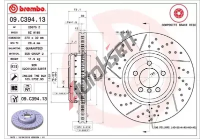 BREMBO Brzdov kotou TWO-PIECE DISCS LINE - 370 mm BRE 09.C394.13, 09.C394.13