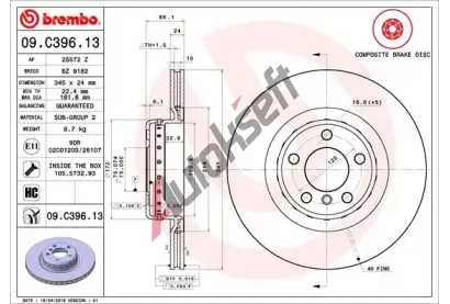 BREMBO Brzdov kotou TWO-PIECE DISCS LINE - 345 mm BRE 09.C396.13, 09.C396.13