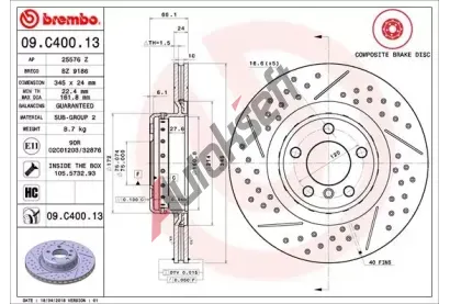 BREMBO Brzdov kotou TWO-PIECE DISCS LINE - 345 mm BRE 09.C400.13, 09.C400.13