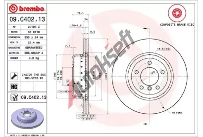 BREMBO Brzdov kotou TWO-PIECE DISCS LINE - 330 mm BRE 09.C402.13, 09.C402.13