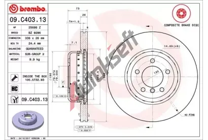 BREMBO Brzdov kotou TWO-PIECE DISCS LINE - 338 mm BRE 09.C403.13, 09.C403.13