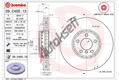 BREMBO L brzdov kotou TWO-PIECE DISCS LINE - 348 mm BRE 09.C405.13, 09.C405.13