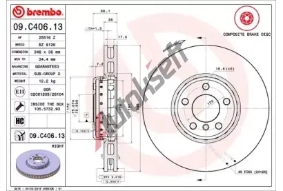 BREMBO Brzdov kotou TWO-PIECE DISCS LINE - 348 mm BRE 09.C406.13, 09.C406.13