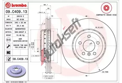 BREMBO Brzdov kotou TWO-PIECE DISCS LINE - 348 mm BRE 09.C409.13, 09.C409.13
