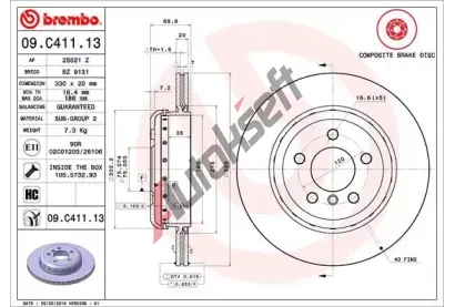 BREMBO Brzdov kotou TWO-PIECE DISCS LINE - 330 mm BRE 09.C411.13, 09.C411.13