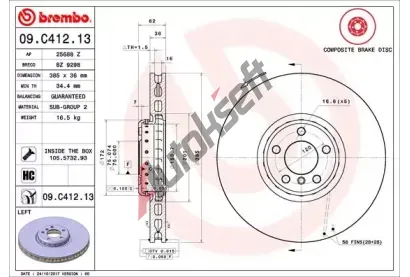BREMBO Brzdov kotou TWO-PIECE DISCS LINE - 385 mm BRE 09.C412.13, 09.C412.13