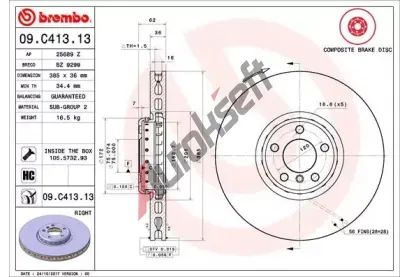 BREMBO Brzdov kotou TWO-PIECE DISCS LINE - 385 mm BRE 09.C413.13, 09.C413.13