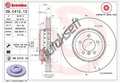 BREMBO Brzdov kotou TWO-PIECE DISCS LINE - 348 mm BRE 09.C415.13, 09.C415.13