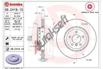 BREMBO Brzdov kotou TWO-PIECE DISCS LINE - 345 mm BRE 09.C418.13, 09.C418.13