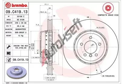 BREMBO Brzdov kotou TWO-PIECE DISCS LINE - 348 mm BRE 09.C419.13, 09.C419.13
