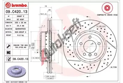 BREMBO Brzdov kotou TWO-PIECE DISCS LINE - 338 mm BRE 09.C420.13, 09.C420.13
