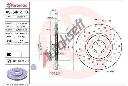 BREMBO Brzdov� kotou� XTRA LINE - Xtra BRE 09.C422.1X, 09.C422.1X