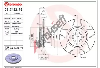 BREMBO Brzdov kotou MAX LINE - 278 mm BRE 09.C422.75, 09.C422.75