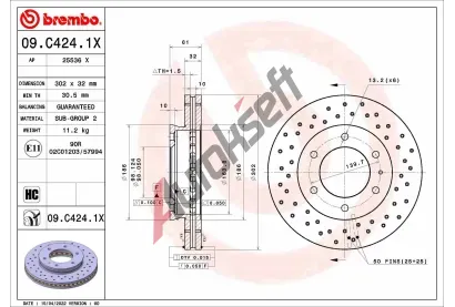 BREMBO Brzdov kotou XTRA LINE - 302 mm BRE 09.C424.1X, 09.C424.1X