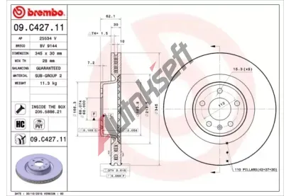 BREMBO Brzdov kotou COATED DISC LINE - 345 mm BRE 09.C427.11, 09.C427.11