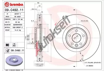 BREMBO Brzdov kotou COATED DISC LINE - 349 mm BRE 09.C492.11, 09.C492.11