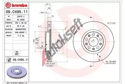 BREMBO Brzdov kotou COATED DISC LINE - 305 mm BRE 09.C495.11, 09.C495.11