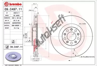 BREMBO Brzdov kotou COATED DISC LINE - 330 mm BRE 09.C497.11, 09.C497.11