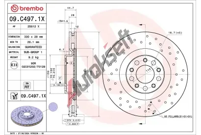 BREMBO Brzdov� kotou� XTRA LINE - Xtra - 330 mm BRE 09.C497.1X, 09.C497.1X
