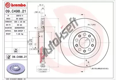 BREMBO Brzdov kotou COATED DISC LINE - 320 mm BRE 09.C498.21, 09.C498.21