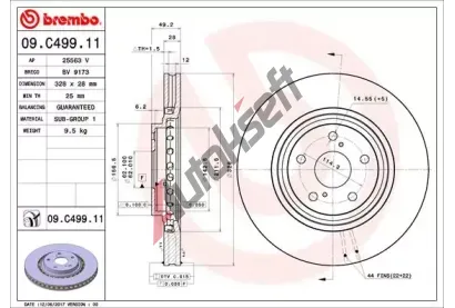 BREMBO Brzdov kotou COATED DISC LINE - 328 mm BRE 09.C499.11, 09.C499.11