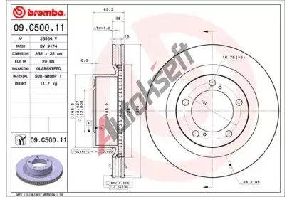 BREMBO Brzdov kotou COATED DISC LINE - 355 mm BRE 09.C500.11, 09.C500.11
